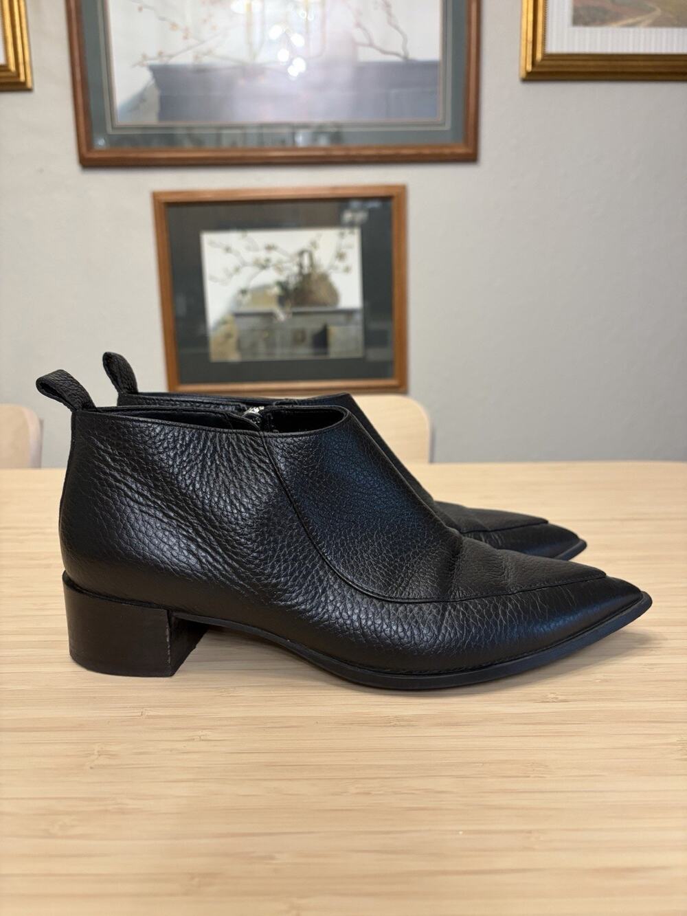 Everlane The Boss Ankle Boot in Black Pebbled Leather Women's Size 8.5 Modern